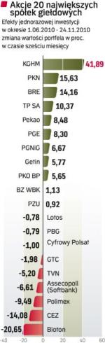 Akcje 20 największych spółek giełdowych