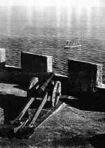 Krążownik „Berlin” na redzie Agadiru widziany z marokańskiego fortu, 1911 r.  