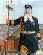 Admirał Tirpitz jako Posejdon, niemiecki rysunek propagandowy 