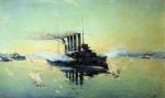 Rosyjski krążownik „Askold” podczas bitwy na Morzu Żółtym, 10 sierpnia 1904 r., mal. Konstantin Weszcziłow 