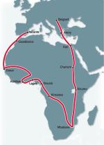 Trasa  przelotu Stanisława Skarżyńskiego wokół  Afryki w 1931 roku