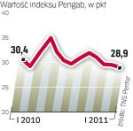 Nastroje w bankach. Koniunktura w placówkach bankowych jest nieco gorsza niż w grudniu. Jednak od kilku miesięcy wartość wskaźnika Pengab porusza się w bardzo wąskim przedziale. 