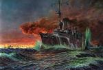 „Scharnhorst” pod Coronelem, litografia wg obrazu Adolfa Bocka 
