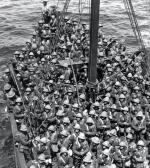 Brytyjski regiment Lancashire Fusiliers płynie na Gallipoli  