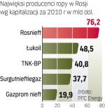 Największym producentem  ropy w Rosji jest Rosnieft. TNK-BP też jest w czołówce. 