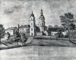 Klasztor benedyktynek nieświeskich w 1876 r. wg akwareli Napoleona Ordy