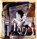 Mario Sironi, Szkic do fresku „Kondotier na koniu”, 1934