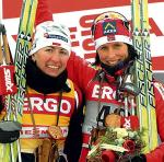 Justyna Kowalczyk i Marit Bjoergen: nierozłączne na podium (fot. Timur Nisametdinov)