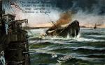 SMS „Emden” zatapia dwa brytyjskie frachtowce na Oceanie Indyjskim, październik 1914 r., litografia z epoki