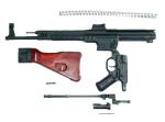 Rozłożony na części  niemiecki szturmowy  pistolet maszynowy  – Sturmgewehr 