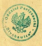 Pieczęć Oddziału  Partyzanckiego  „Błyskawica”, 1946 r.