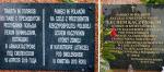 Trzy dni przed wizytą prezydenta Bronisława Komorowskiego w Smoleńsku Rosjanie zastąpili tablicę postawioną przez rodziny ofiar katastrofy (z prawej) tablicą dwujęzyczną, na której nie ma już wzmianki ani o ludobójstwie ani o Katyniu
