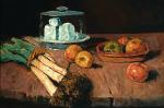 Carl Schuch “Martwa natura z porami, jabłkami i serem”