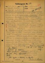 Telefonogram informujący, że 30 września 1952 r. został rozbity patrol z oddziału Jana Turzynieckiego „Mogiłki” 