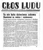 Strona tytułowa PPR-owskiego „Głosu Ludu” z 14 czerwca 1947 r. z informacją o procesie Harcerzy Armii Krajowej