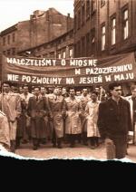 Transparent podczas  pochodu pierwszomajowego w Krakowie