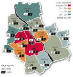 Gdzie jest najwięcej wypadków w stolicy