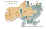 Zachód i centrum mówią po ukraińsku, wschód po rosyjsku. Podobnie wyglądała mapa wyborcza: rosyjskojęzyczny wschód  i część centrum głosowała na obecnego, prorosyjskiego prezydenta Wiktora Janukowycza, podczas gdy ukraińskojęzyczny zachód na prozachodnią Julię Tymoszenko. 