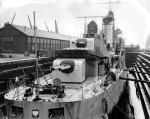 ORP „Błyskawica” w doku wykończeniowym w Cowes, listopad 1937 r. 