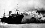 Chrobry” płonie w norweskim Vestfjordzie, 14 – 15 maja 1940 r., zdjęcie wykonane z szalupy ratunkowej  