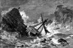 Hiszpański okręt z Niezwyciężonej Armady rozbija się o skały Szkocji, wrzesień 1588 r., rycina, XIX w. 