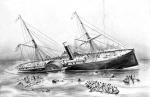 Zatonięcie parowca „Arctic” w 1854 r., rycina z epoki 