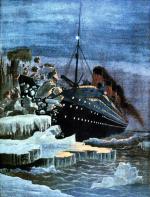  „Titanic” wpada na górę lodową 14 kwietnia 1912 r., rysunek z epoki 