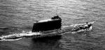 Sowiecki okręt podwodny typu Golf II na  patrolu