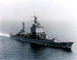 Amerykański krążownik rakietowy USS „Long Beach”, który brał udział w misji komandosów morskich w Zatoce Tonkińskiej 