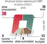 Waluty w NBP. Największy udział w rezerwach walutowych Narodowego Banku Polskiego ma dolar amerykański. 