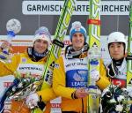 Podium w Garmisch-Partenkirchen. Od lewej:  Andreas Kofler, Gregor Schlierenzauer i Daiki Ito 