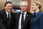 Szef Komisji Europejskiej José Barroso, szef Rady Europejskiej Herman Van Rompuy oraz premier Danii Helle Thorning-Schmidt 