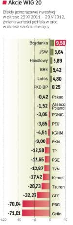 Akcje 20 największych spółek giełdowych