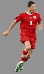 Robert Lewandowski (24 lata), urodzony  w Warszawie.  43 mecze  w reprezentacji, 15 bramek. Gwiazda Borussii Dortmund,  22 gole,  mistrz Niemiec
