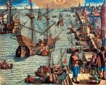 Wiek XVI: flotylla galeonów odpływa  z Lizbony  do Ameryki 