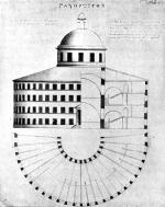 Projekt Panoptikonu Jeremy’ego Benthama  z 1791 roku. Marzenie o powszechnym nadzorze można dziś zrealizować i bez cegieł