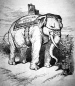 Thomas Nast, najbardziej znany amerykański karykaturzysta polityczny drugiej połowy  XIX wieku, uczynił słonia  symbolem republikanów 