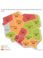 Najwięcej osób może mieć problemy z bezpłatnym leczeniem  w województwie opolskim, a najmniej w świętokrzyskim.