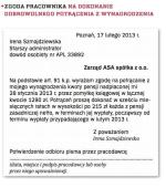 Zgoda pracownika na dokonanie  dobrowolnego potrącenia z wynagrodzenia za pracę