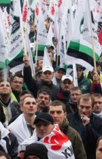 W kwietniu prawdopodobny jest strajk na Śląsku (na zdjęciu protest górników w Katowicach w 2011 r.). Byłaby to próba generalna przed strajkiem w całym kraju