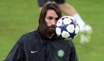 Giorgios Samaras z Celticu podczas sesji treningowej przed dzisiejszym meczem w Turynie