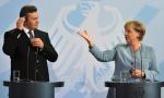 Kanclerz Angela Merkel zawsze była twarda w ocenie Ukrainy (na zdjęciu  na wspólnej konferencji prasowej z prezydentem Wiktorem Janukowyczem przed trzema laty) 