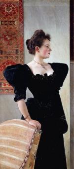 „Młoda dama w czerni” (1894). Koronki Klimta