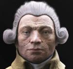 Maksymilian Robespierre, obraz komputerowy,wyraźnie pokazuje ślady po ospie  