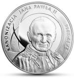 Awers monety z okazji kanonizacji Jana Pawła II 