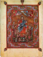 Karta z Kodeksu Gertrudy: u stóp Chrystusa po prawej autorka, po lewej jej syn, Jaropełk  
