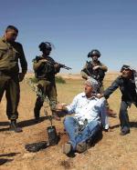 Palestyńczycy okrążeni przez izraelskich żołnierzy,  gdy usiłowali zasadzić drzewa oliwkowe  w Dolinie Jordanu