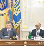 Rywalizacja między prezydentem Petrem Poroszenką a premierem Arsenijem Jaceniukiem zaostrza się