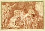 Szkoła rzymska, „Akteon podgląda Dianę i nimfy w kąpieli”, ok. 1711
