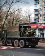 Działo przeciwlotnicze separatystów na ulicach Doniecka